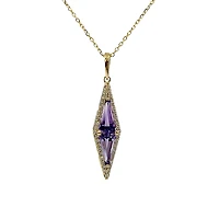 14K Yellow Gold 0.92cttw Amethyst and 0.20cttw Diamond Necklace - 18 Inches