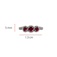 14K White Gold 0.45cttw Genuine Ruby Ring and 0.18cttw Diamond Ring, size 7