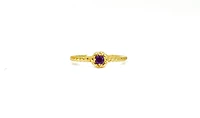 10K Yellow Gold 0.10cttw Genuine Amethyst  Halo Ring, size 6.5