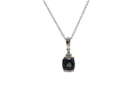 10K White Gold 6mm Cushion Cut Created Alexandrite & 0.007cttw Diamond Pendant, 17"