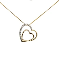 10K Yellow Gold 0.05cttw  Diamond  Heart Pendant, 18"