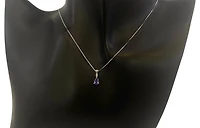 10K White Gold Genuine Tanzanite & Diamond Pendant - 18"