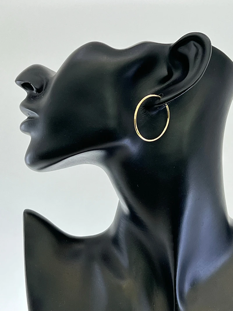 10K Yellow Gold 30mm Sleeper/Keeper/Hoop Earrings