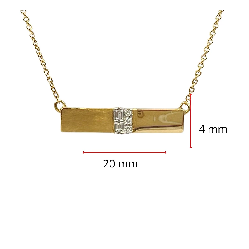 14K Yellow Gold 0.06cttw Diamond Bar Pendant, 18"