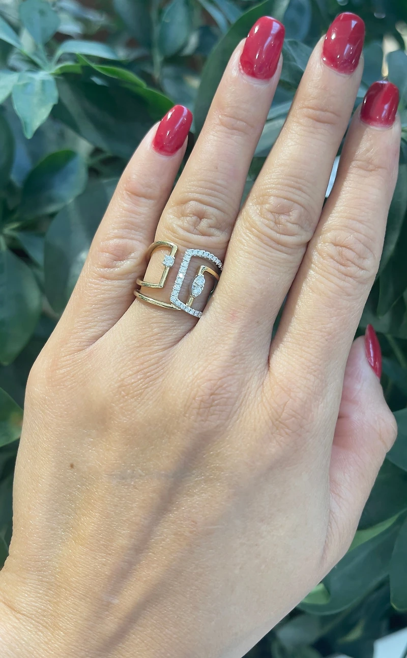 14K 2 Tone Gold 0.37cttw Diamond Ring, size 6