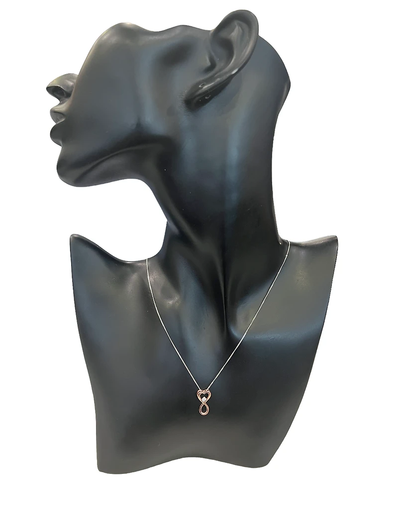 10K Rose Gold 0.04cttw Diamond Heart / Infinity Pendant, 18"