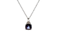 10K White Gold 6mm Cushion Cut Created Alexandrite & 0.01cttw Diamond Pendant, 18"