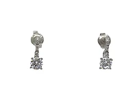 925 Sterling Silver 5.5mm Cubic Zirconia Earrings - 14.5mm x 5.5mm