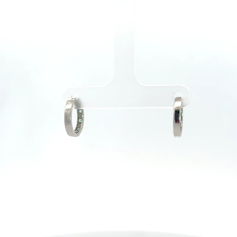 10K White Gold Emerald and Diamond Earrings