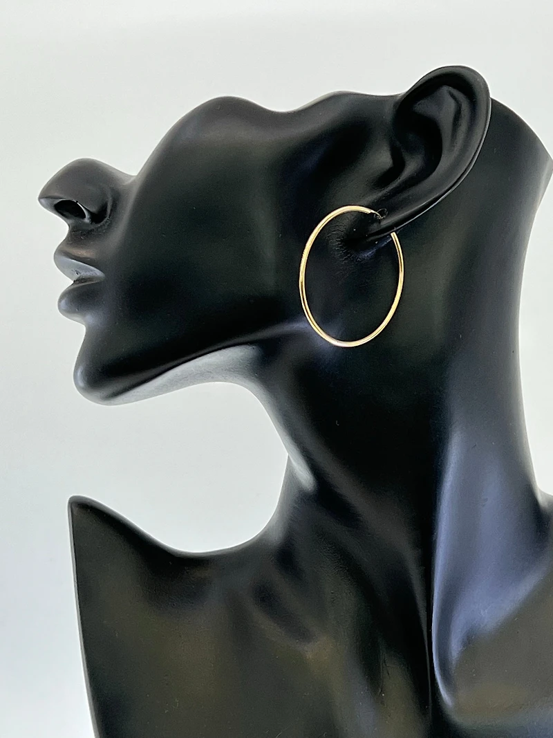 10K Yellow Gold 42mm Sleeper/Keeper/Hoop Earrings