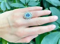 14K White Gold 3.03cttw Genuine Sapphire and 0.30cttw Diamond Ring, size 6.5