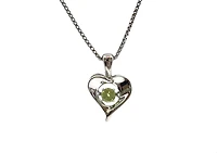 Sterling Silver 0.12cttw Peridot 3mm Pulse Pendant, 18" Box Chain
