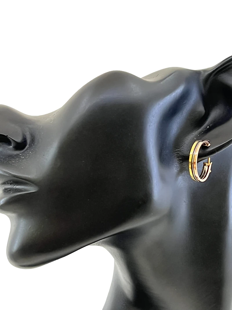 10K Tri Tone Gold 20mm Earrings