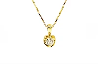 14K White Gold 0.20cttw Canadian Diamond Mezza Luna Necklace