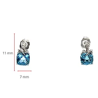 10K White Gold Swiss Blue Topaz and 0.01cttw Diamond Dangle Earrings