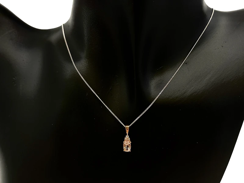10K Rose Gold 0.40cttw Morganite & 0.03cttw Diamond Pendant, 18"