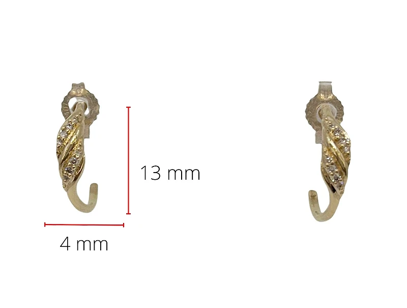 10K Yellow Gold 0.06cttw Diamond Half Hoop Earrings