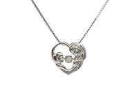 Sterling Silver 0.03cttw Diamond Mom Pendant, 18"