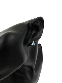 10K White Gold 1.20cttw Genuine Blue Topaz and 0.02cttw Diamond Earrings