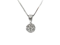 14K White Gold 0.19cttw Diamond Pendant, 18"