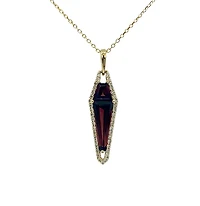 14K Yellow Gold 1.85cttw Garnet and 0.21cttw Diamond Necklace - 18 Inches
