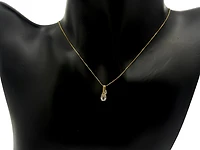 10K Yellow Gold White Zircon and Diamond Pendant, 18"