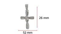 925 Sterling Silver Rhodium Plated Hip Hop Baguettes Cubic Zirconia Cross Pendant - 46mm x 25mm