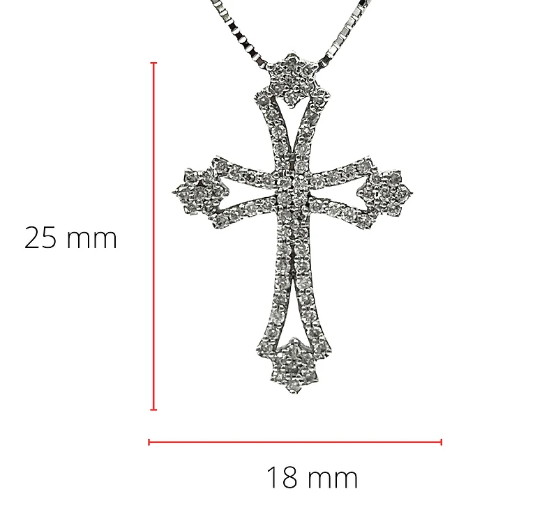 10/14K White Gold 0.62cttw Diamond Cross Pendant, 18"
