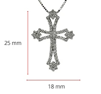 10/14K White Gold 0.62cttw Diamond Cross Pendant, 18"