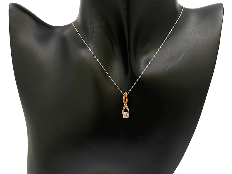 10K White and Rose Gold 0.30cttw Diamond Pendant,  18"