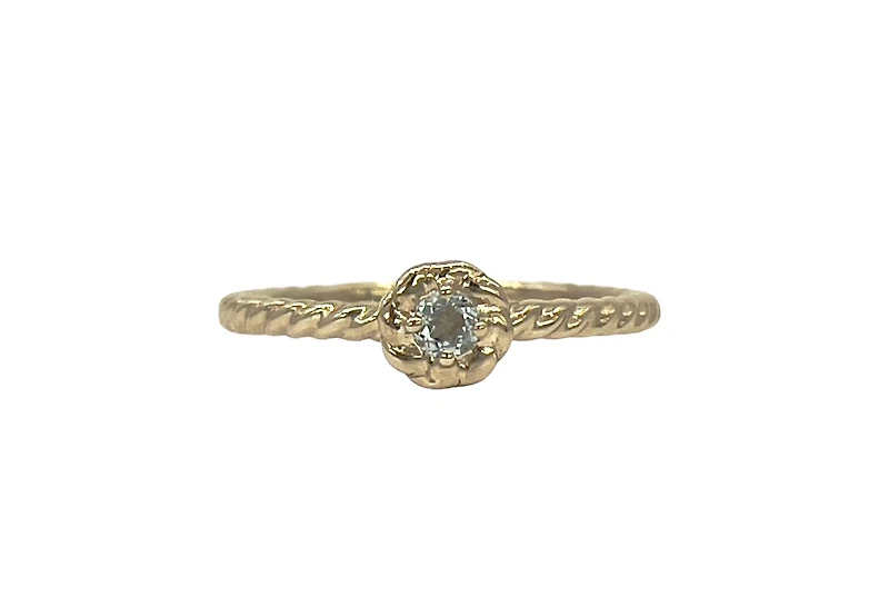 10K Yellow Gold 0.10cttw Aquamarine Ring, size 7