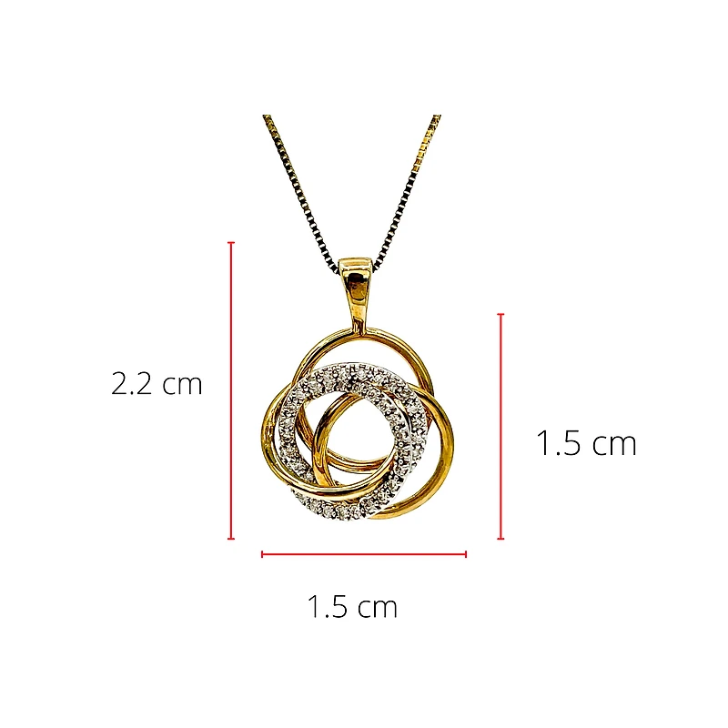 10K Two Tone Yellow and White Gold 0.18cttw Diamond Pendant, 18"