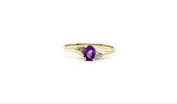 10K Yellow Gold 0.30cttw Genuine Amethyst & 0.01cttw Diamond  Ring, size 6.5