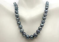 Black Cultured Graduated Pearl Strand with14K Yellow Gold Pearl Clasp - 18"