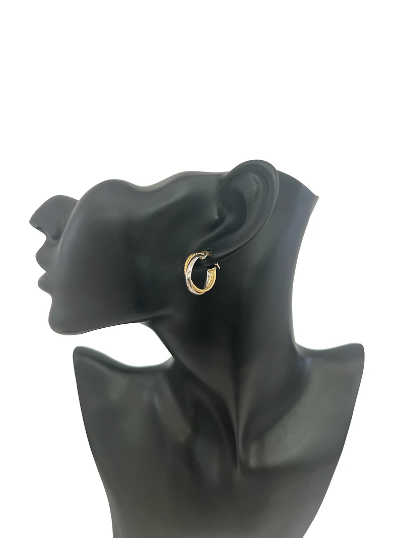 10K Two Tone Gold 24mm Earrings