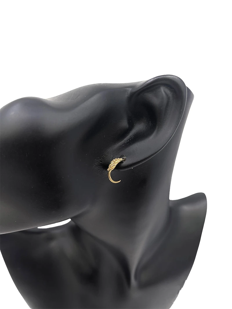 10K Yellow Gold 0.06cttw Diamond Half Hoop Earrings
