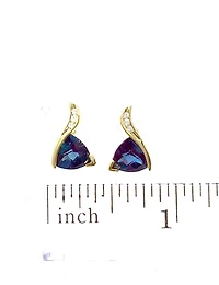10K Yellow Gold Created Alexandrite & 0.06cttw Diamond Earrings