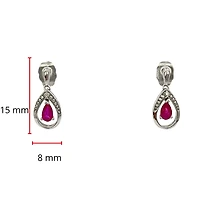 10K White Gold 0.01cttw Diamond & Pear Shape Ruby Earrings