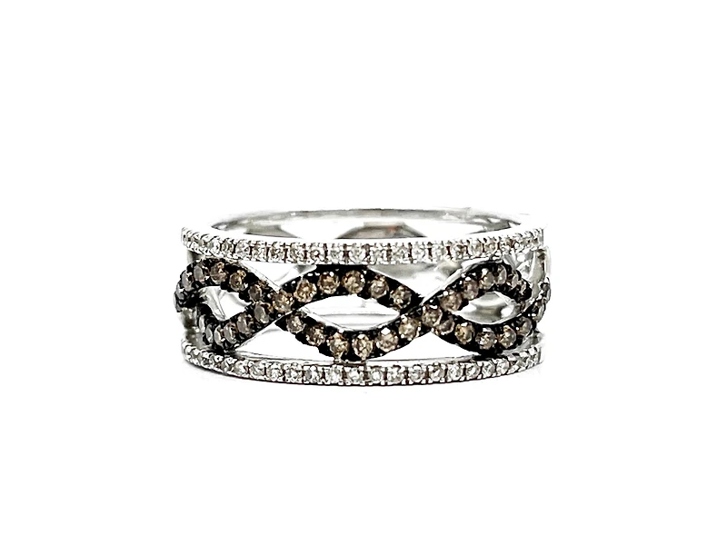14K White Gold 0.51cttw Champagne and White Diamond Ring - size 6.5