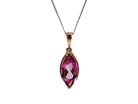 10K Rose Gold 1.33cttw Genuine Pink Topaz and 0.03cttw Diamond Necklace, 18"