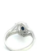 925 Sterling Silver 7 x 5mm Blue Sapphire and 0.03cttw Diamond Ring - Size 6 - 4.5