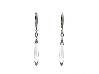 14K White Gold 4.03cttw White Topaz and 0.12cttw Diamond Dangle Earrings