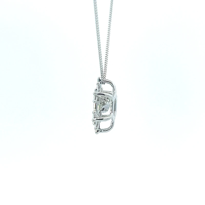 10K White Gold 0.02 cttw Canadian Diamond Snowflake Pulse Pendant, 18"