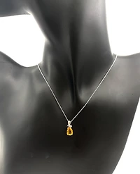 10K White Gold 8 x 6mm Citrine and 0.022cttw Diamond Pendant