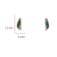10K White Gold 0.20cttw Genuine Emerald & 0.12cttw Diamond Earring