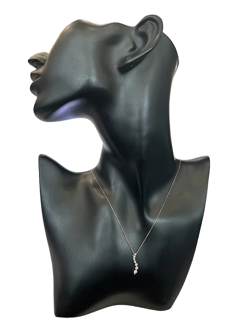 10K White Gold 0.04 cttw Diamond Journey Pendant, 18"