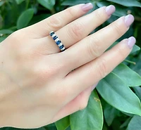 14K White Gold Genuine Sapphire Diamond Ring, size 7