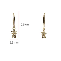 14K Yellow Gold 0.006cttw Inukshuk Dangle Earrings - 6mm x 25mm