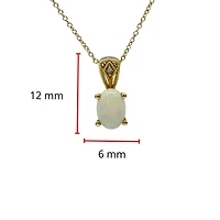 10K Yellow Gold Opal and Diamond Pendant, 18"