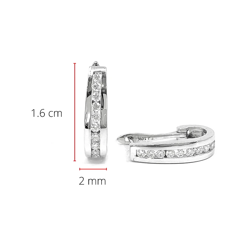 10K White Gold 0.25cttw Diamond Hoop / Huggie Earring